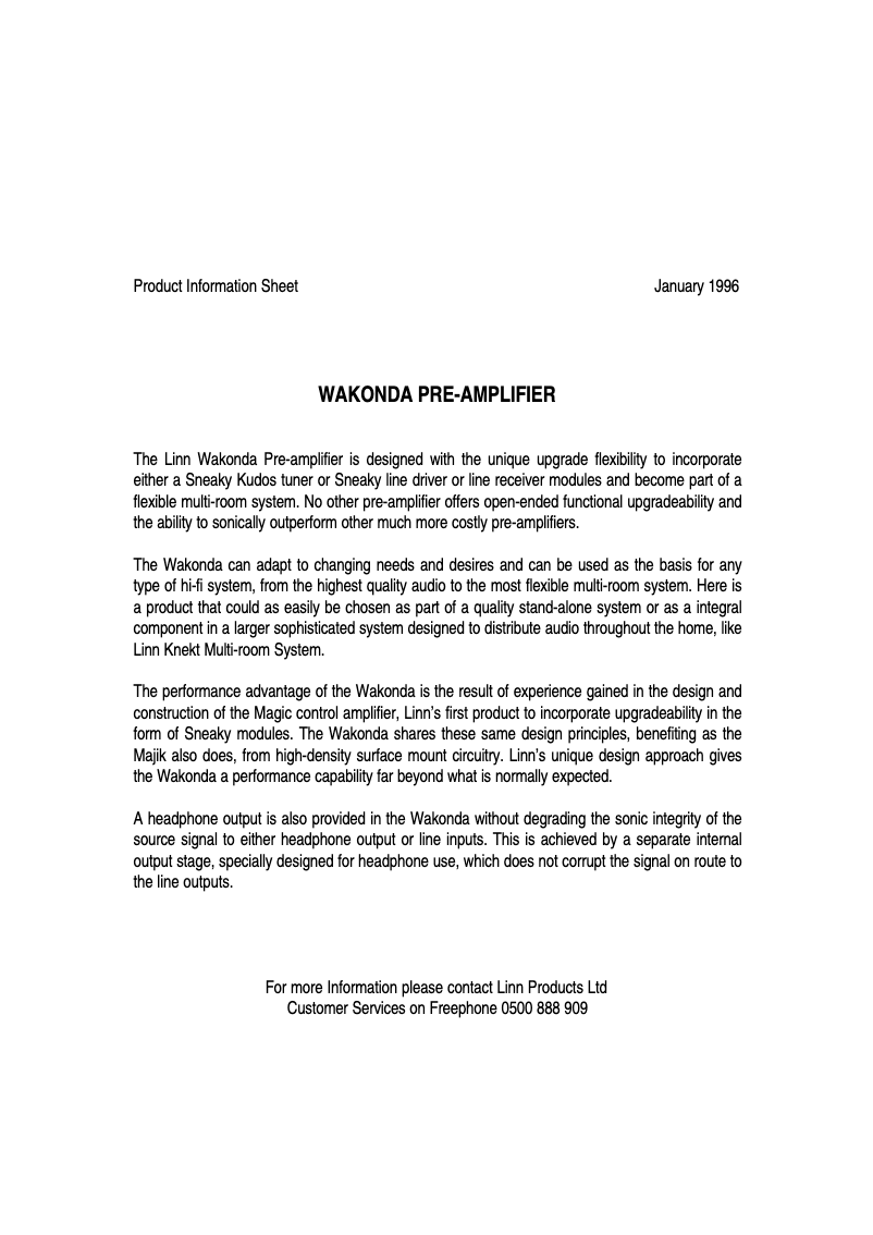 Página 1 del manual Ficha técnica Linn Wakonda