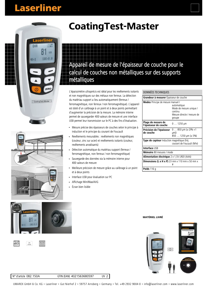Image de la première page du manuel de l'appareil CoatingTest-Master
