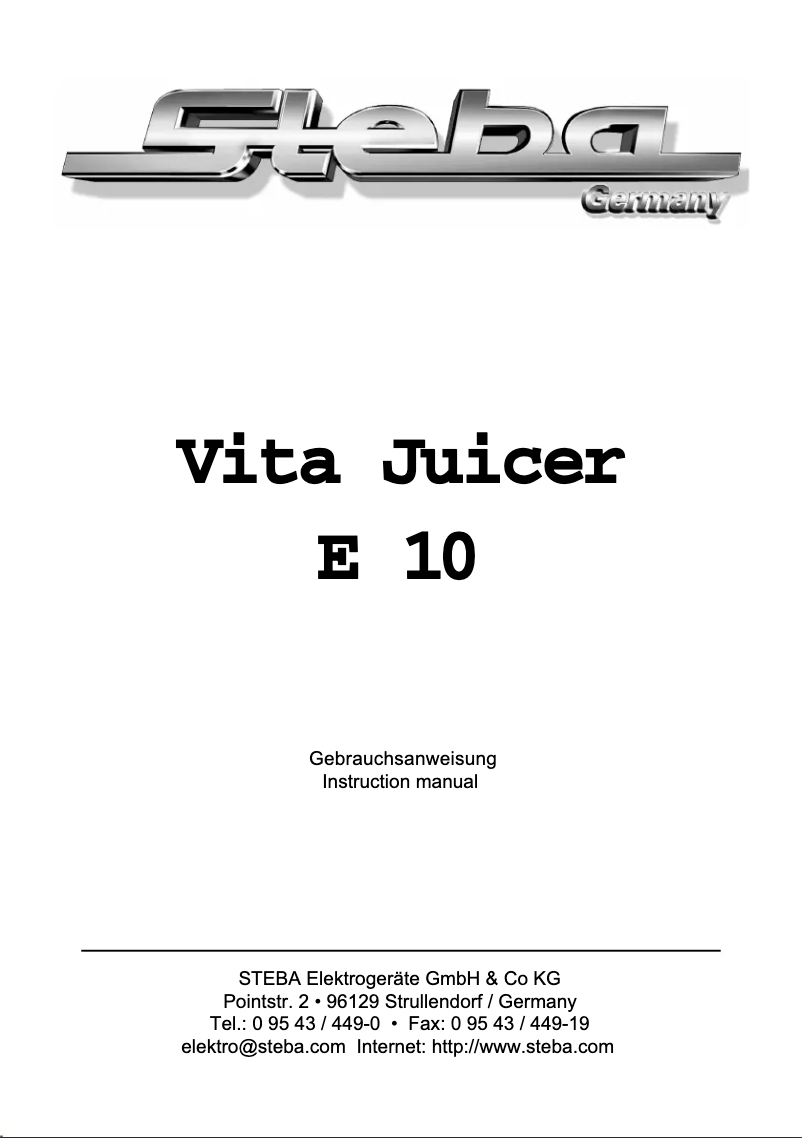Page n°1 - Manuel utilisateur Steba E 10