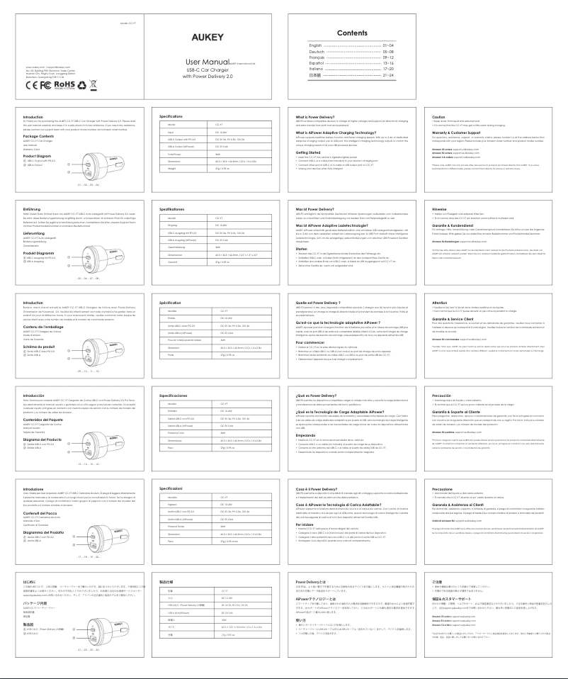 Imagen de la primera página del manual del dispositivo CC-Y7