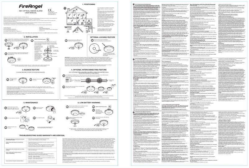 Page n°1 - Manuel utilisateur FireAngel SW1-EUT