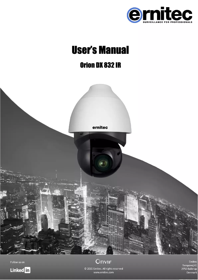 Page n°1 - Manuel utilisateur Ernitec Orion DX 832 IR