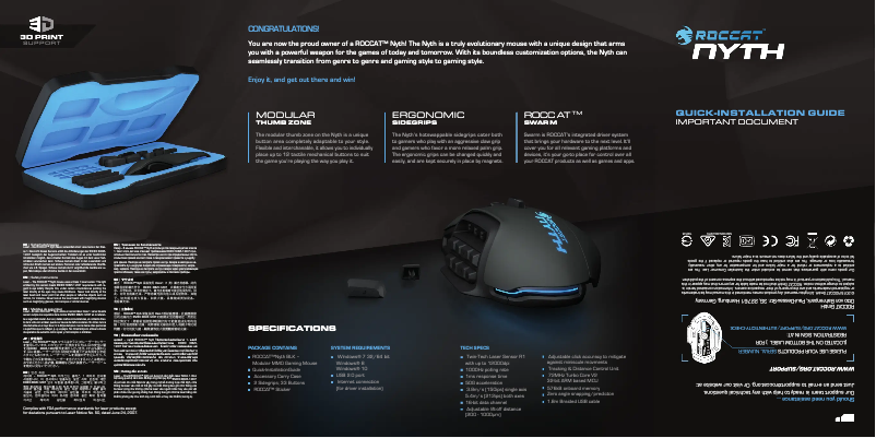 Page 1 de la notice Manuel utilisateur Roccat Nyth