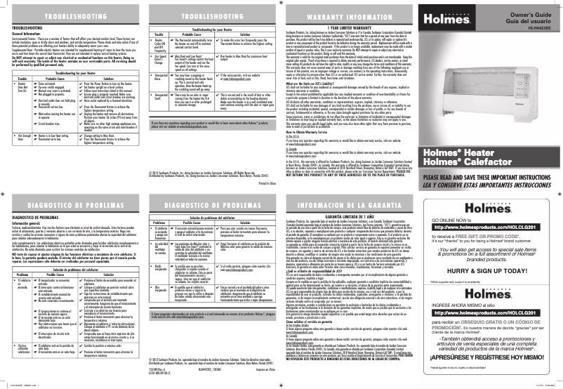 Page 1 de la notice Manuel utilisateur Jarden HLH4422EE-WM