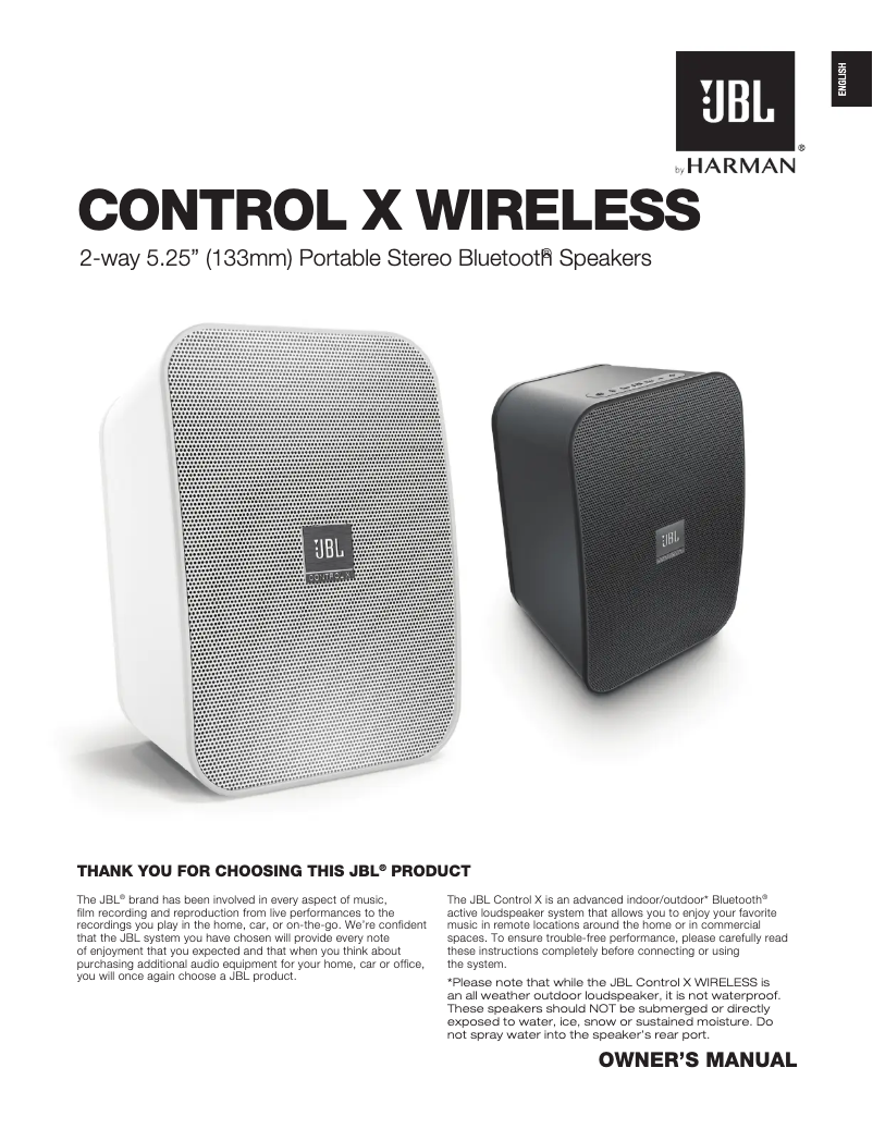Page 1 de la notice Manuel utilisateur JBL Control X Wireless