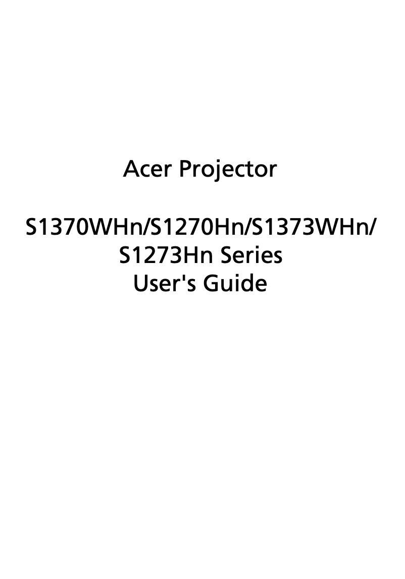 Página 1 del manual Manual de usuario Acer S1370WHn