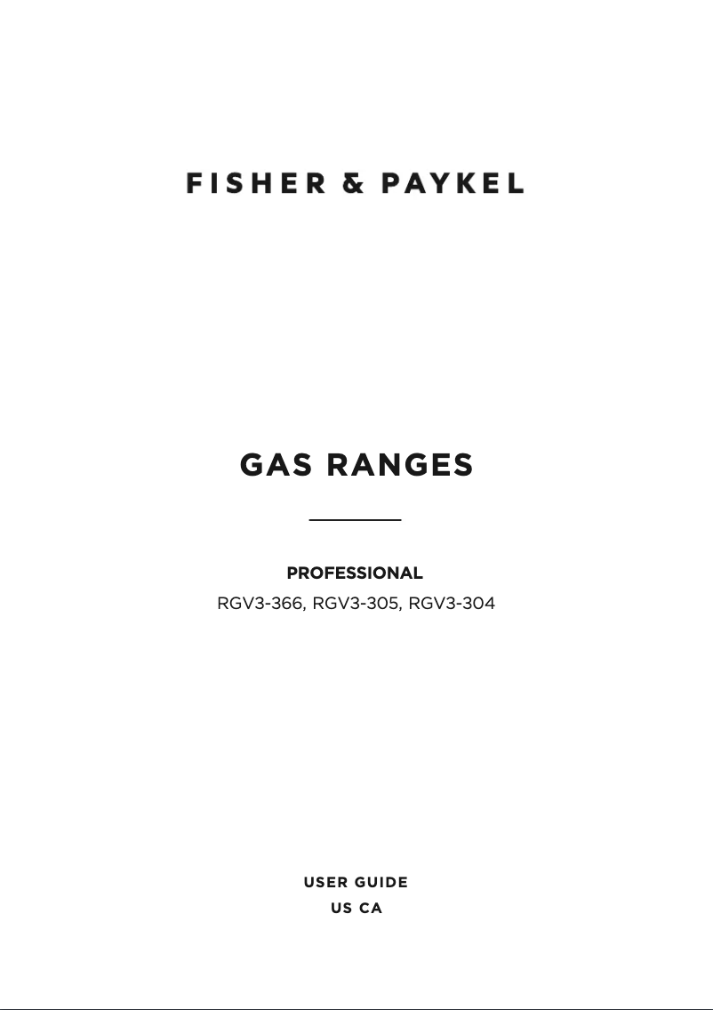 Page 1 de la notice Manuel utilisateur Fisher & Paykel RGV3-366-N