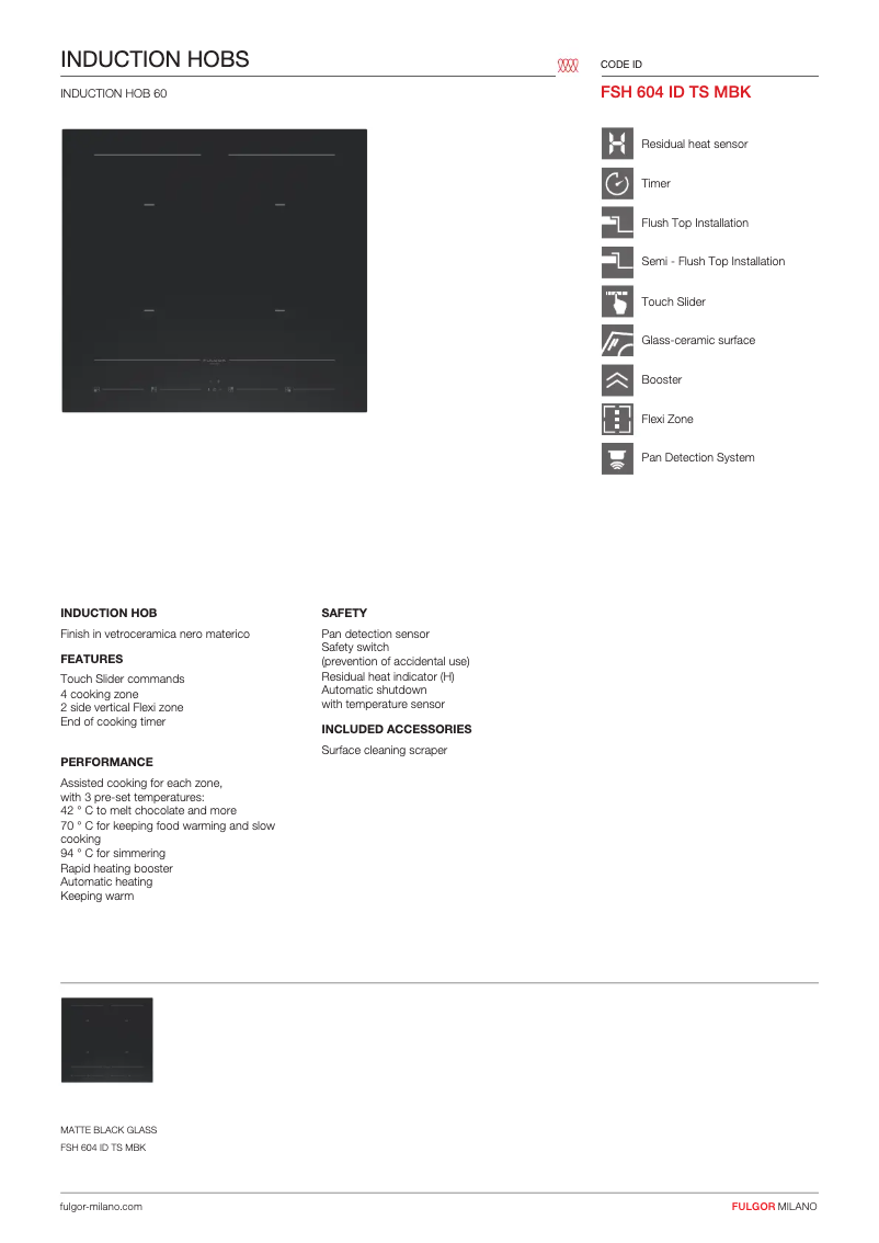 Page n°1 - Manuel utilisateur Fulgor Milano FSH 604 ID TS MBK