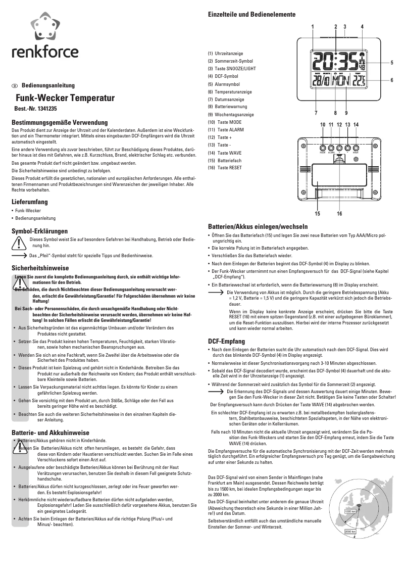 Page 1 de la notice Manuel utilisateur Renkforce AOK-2805