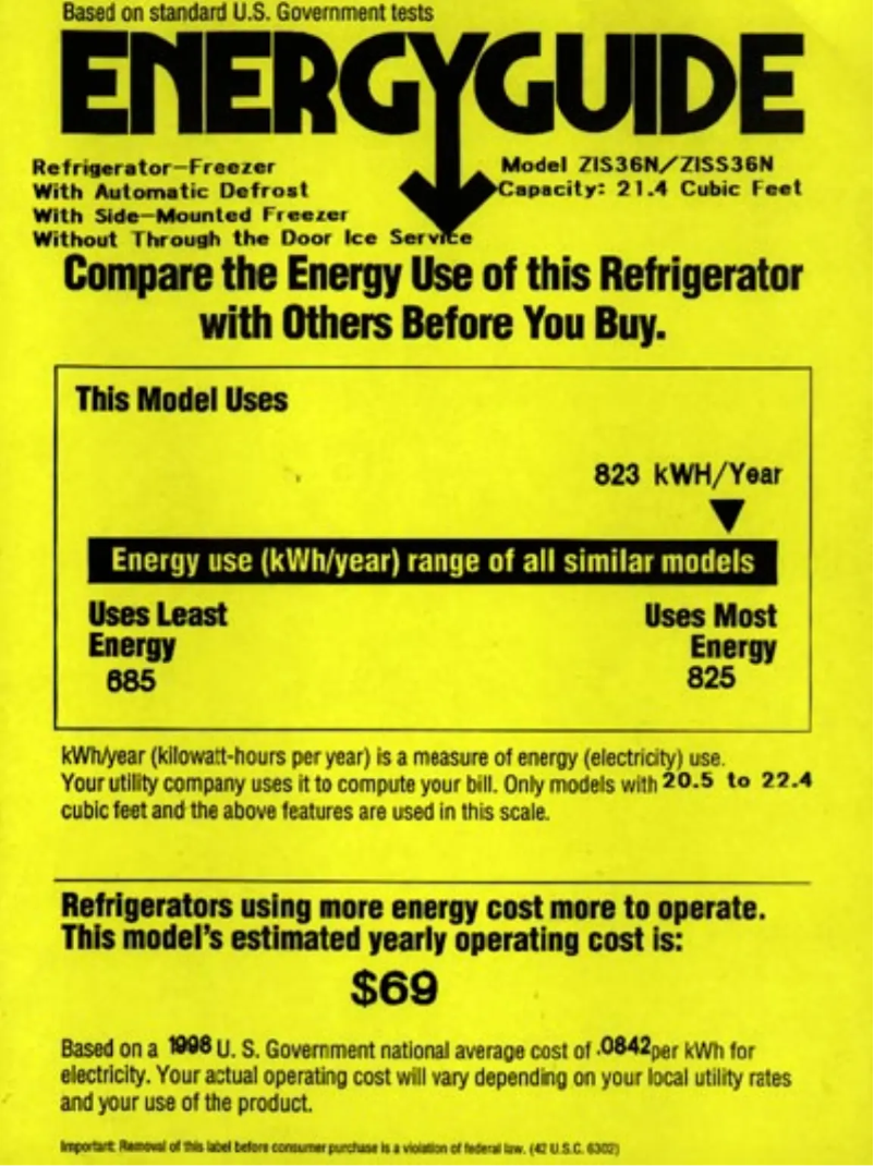 Page n°1 - Label énergétique GE ZISS36NCSS