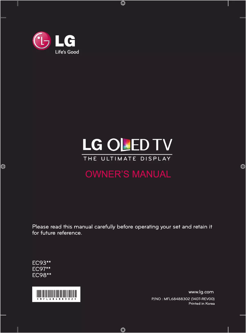 Page n°1 - Manuel utilisateur LG 55EC930V