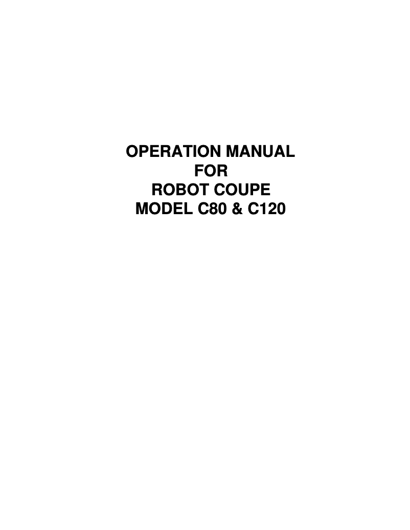 Page n°1 - Manuel utilisateur Robot Coupe C80