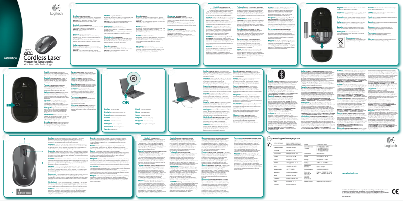 Page 1 de la notice Manuel utilisateur Logitech V470 Cordless Laser