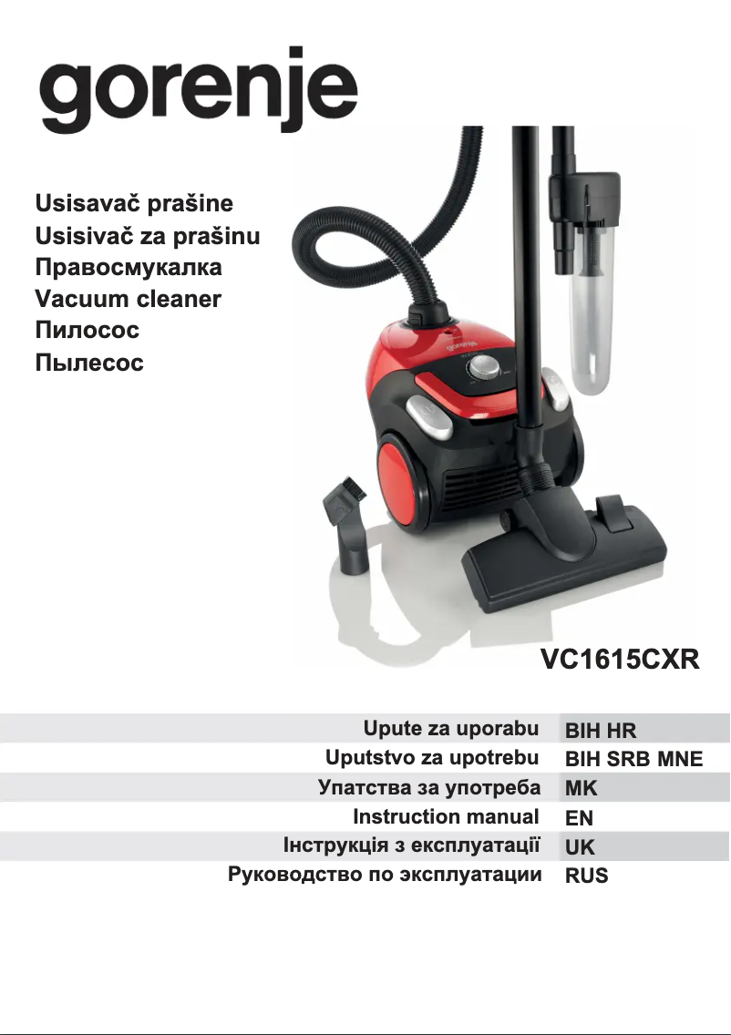 Page n°1 - Manuel utilisateur Gorenje VC1615CXR