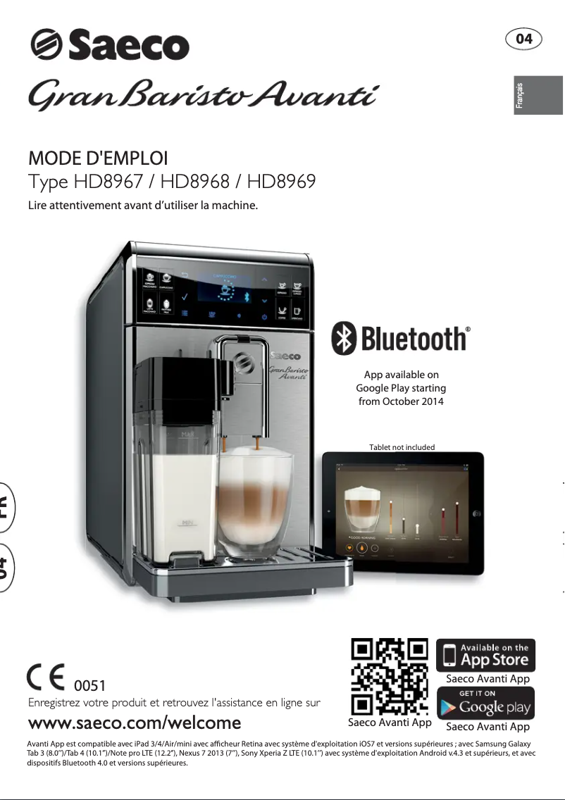 Image de la première page du manuel de l'appareil Saeco GranBaristo Avanti HD8967