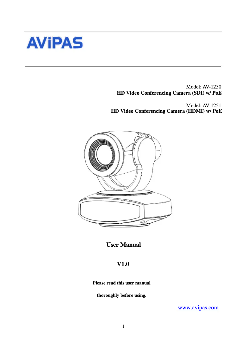 Page n°1 - Manuel utilisateur AViPAS AV-1251