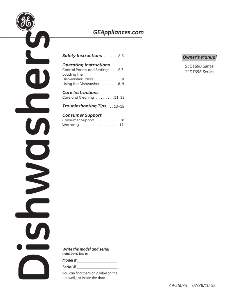 Page 1 de la notice Manuel d'utilisation et d'entretien GE GLDT690TWW