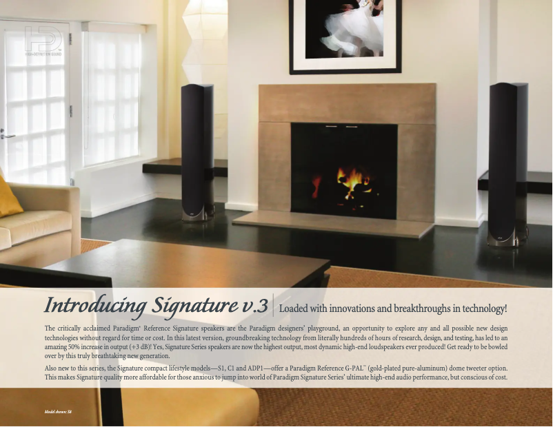 Page 1 de la notice Fiche technique Paradigm Signature C3