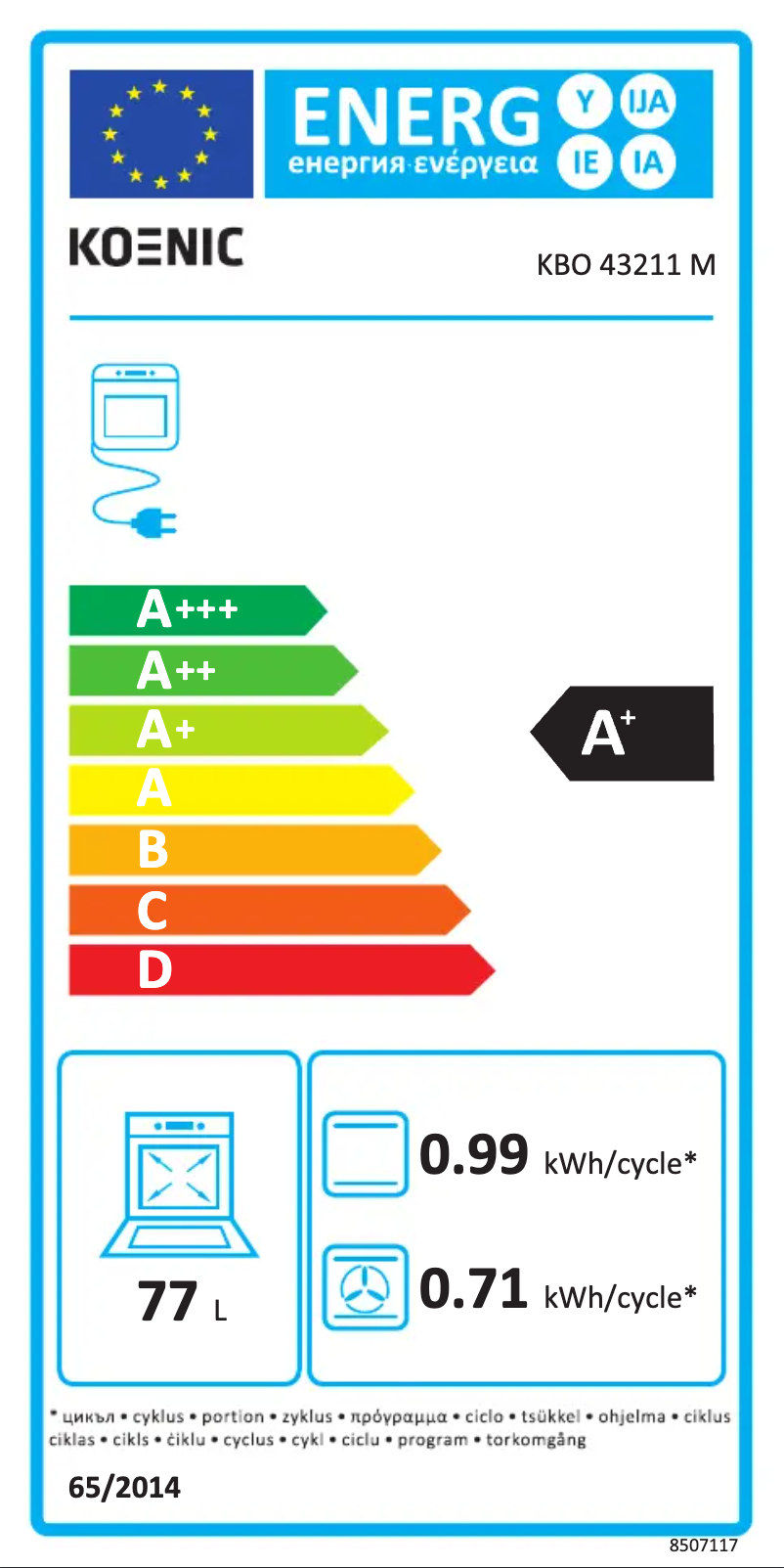 Página 1 del manual Etiqueta energética Amica KBO 43211 M