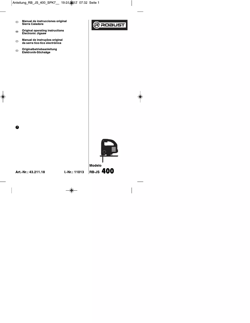 Page n°1 - Manuel utilisateur Robust RB-JS 400 E