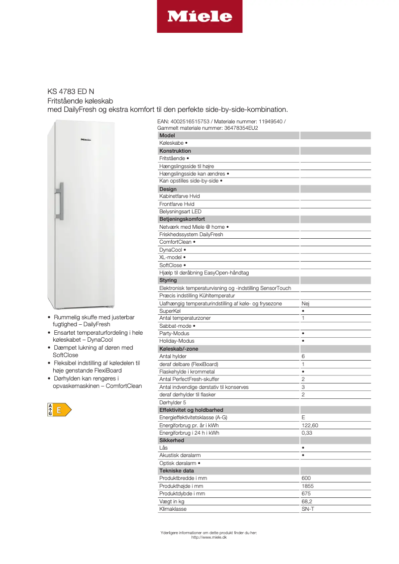 Page 1 de la notice Manuel utilisateur Miele KS 4783 ED N