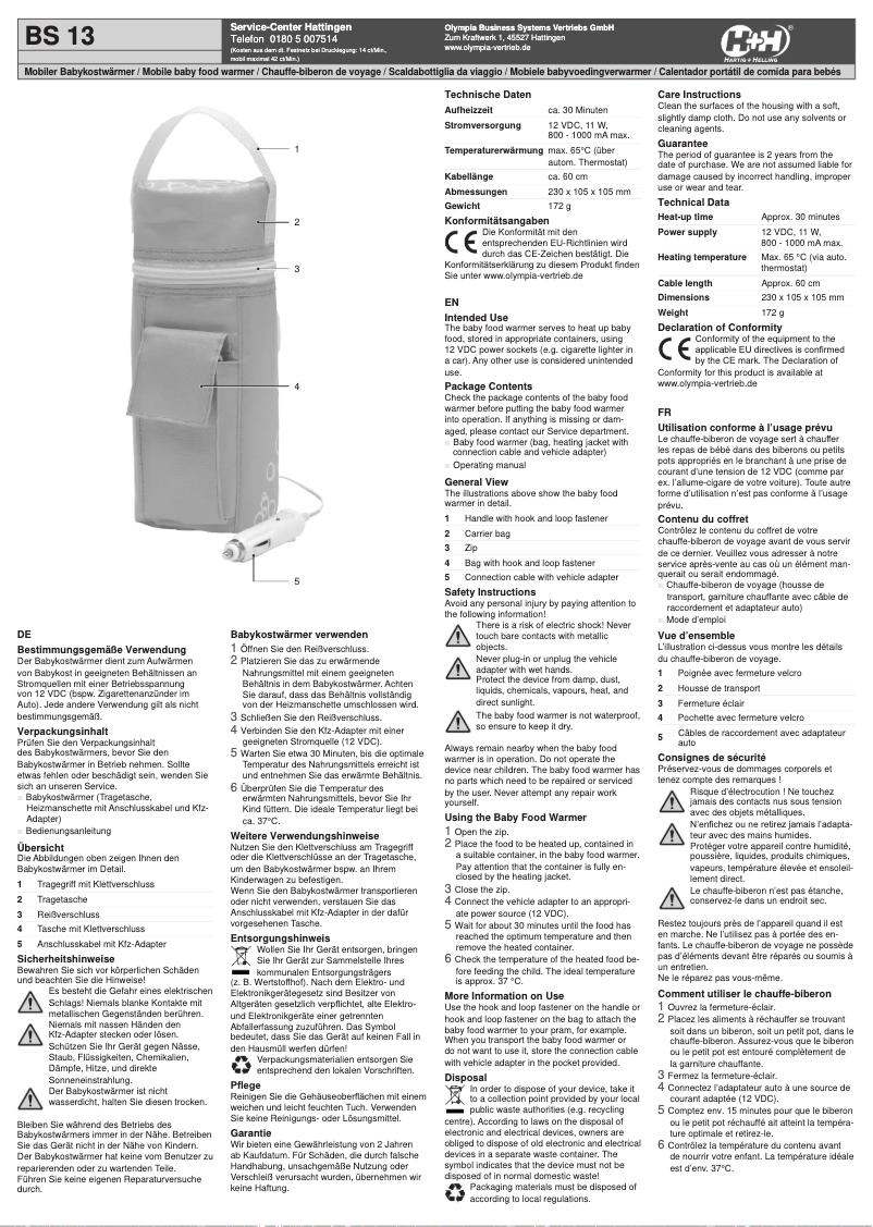 Image de la première page du manuel de l'appareil BS 13