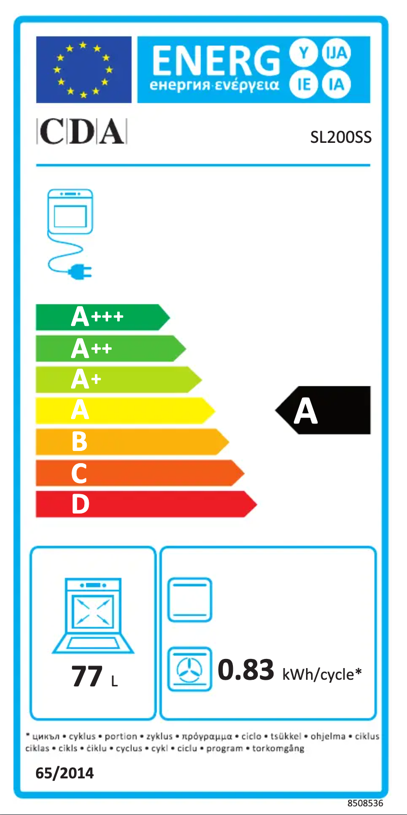 Page n°1 - Label énergétique CDA SL200SS