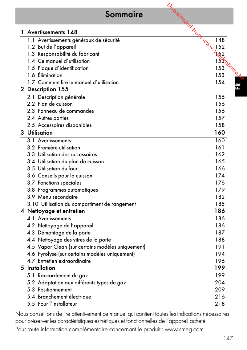 Image de la première page du manuel de l'appareil Portofino CPF9GMYW