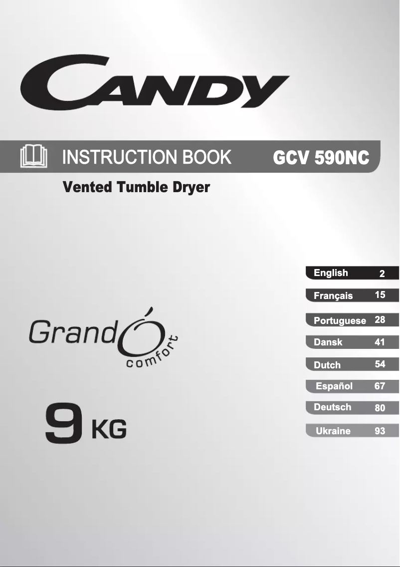 Page n°1 - Manuel utilisateur Candy GCV 590NC