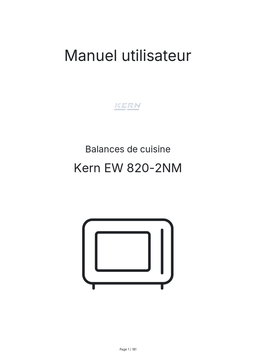Page n°1 - Manuel utilisateur Kern EW 820-2NM