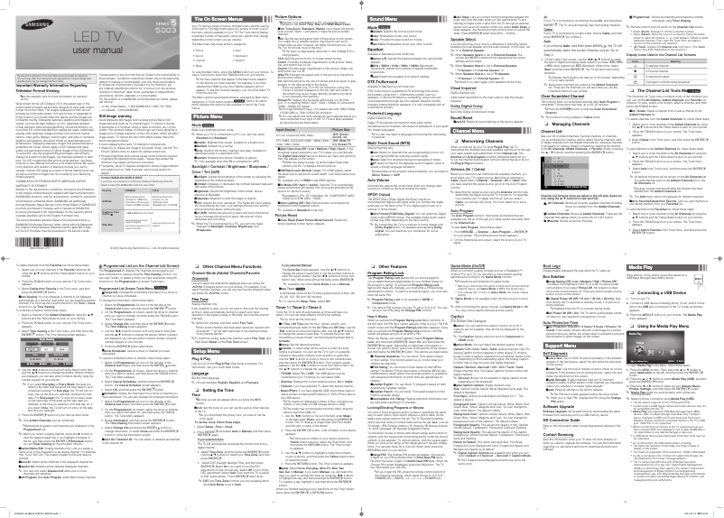 Page 1 de la notice Manuel utilisateur Samsung UN40H5003