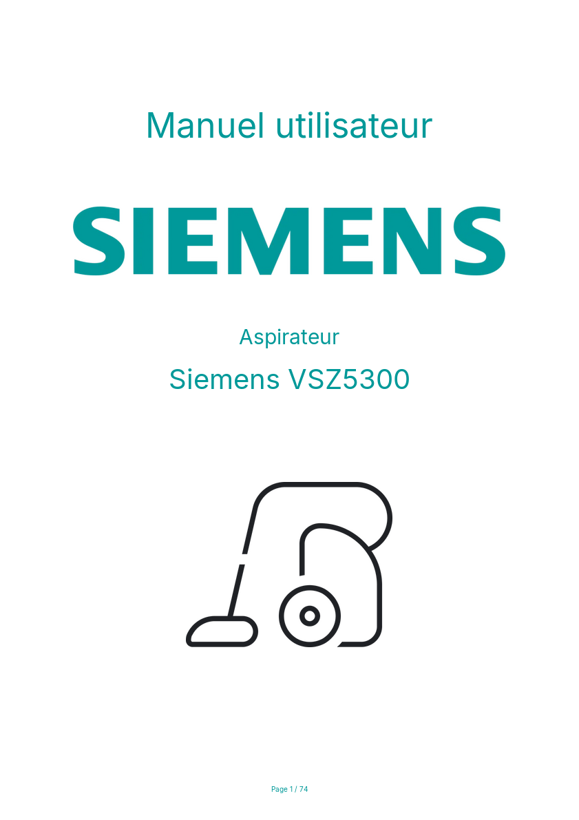 Page n°1 - Manuel utilisateur Siemens VSZ5300