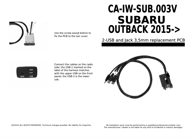 Image de la première page du manuel de l'appareil CA-IW-SUB.003V