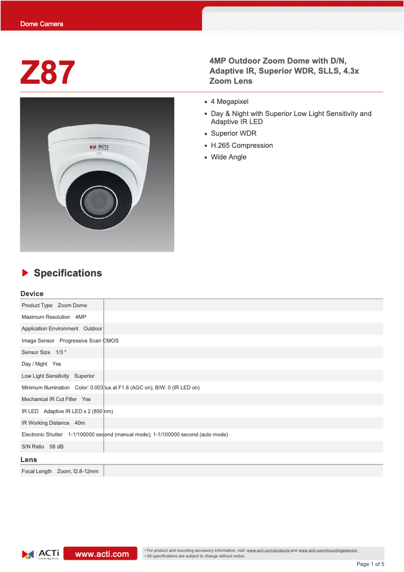 Image de la première page du manuel de l'appareil Z87