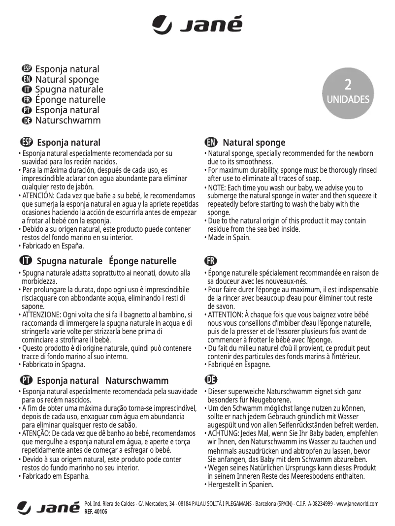 Página 1 del manual Manual de usuario Jane Sponge