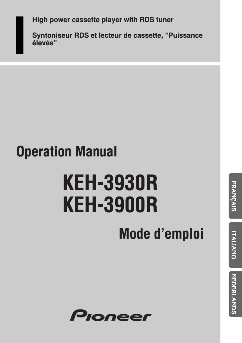 Page n°1 - Manuel utilisateur Pioneer KEH-3930R