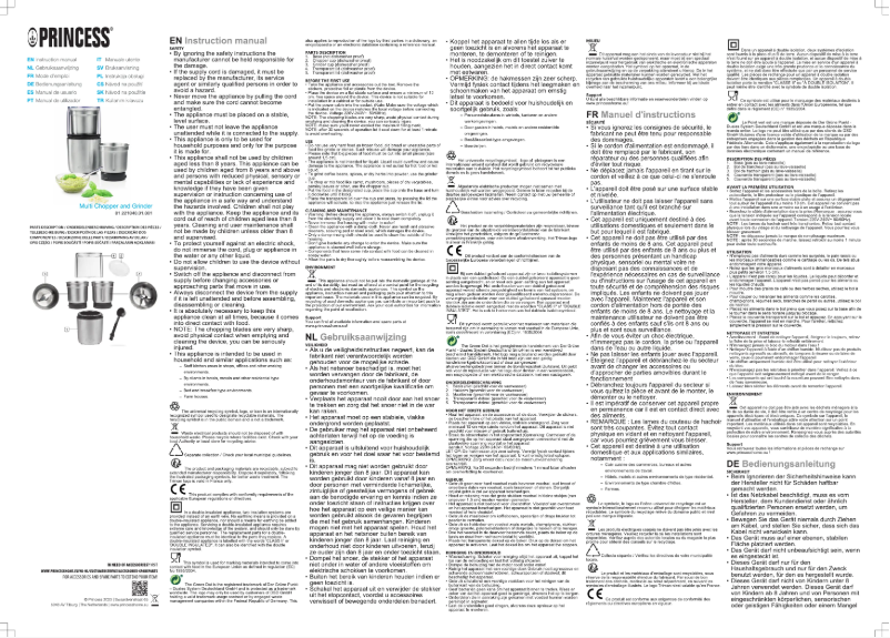 Page n°1 - Manuel utilisateur Princess Multi Chopper and Grinder 221040