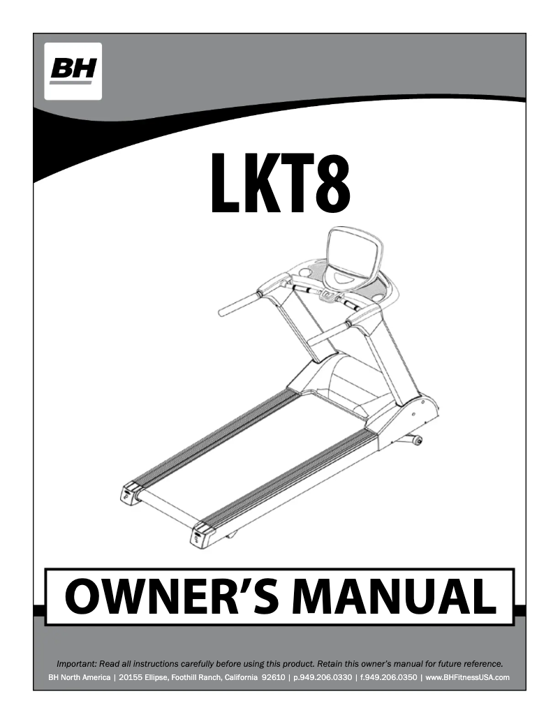 Page 1 de la notice Manuel utilisateur BH Fitness LKT8