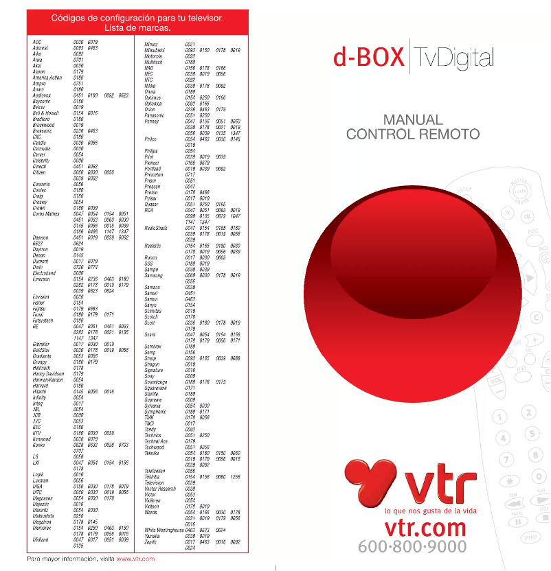 Page n°1 - Manuel utilisateur VTR D-BOX
