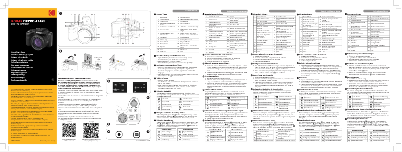 Page 1 de la notice Guide de démarrage rapide Kodak PixPro AZ425
