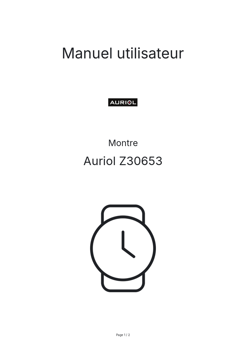 Image de la première page du manuel de l'appareil Z30653