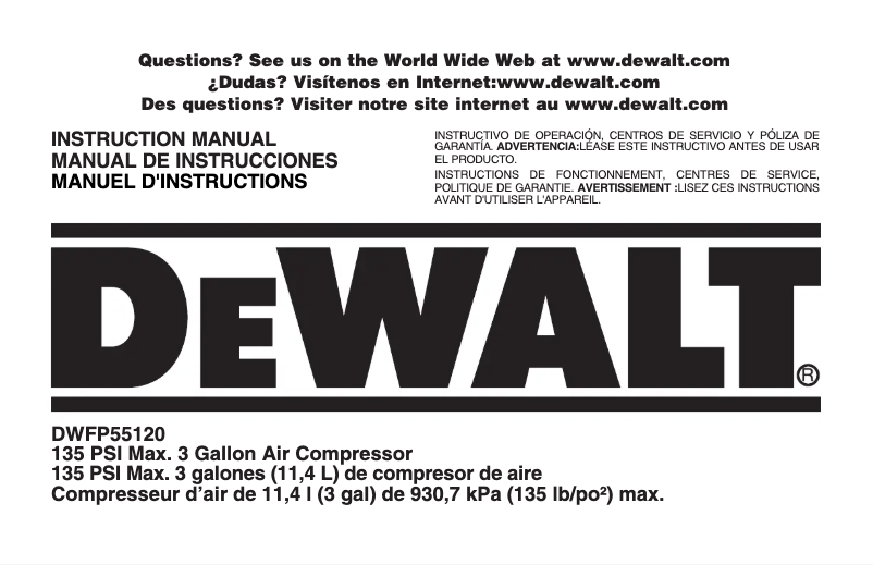 Page n°1 - Manuel utilisateur DeWalt DWFP55120