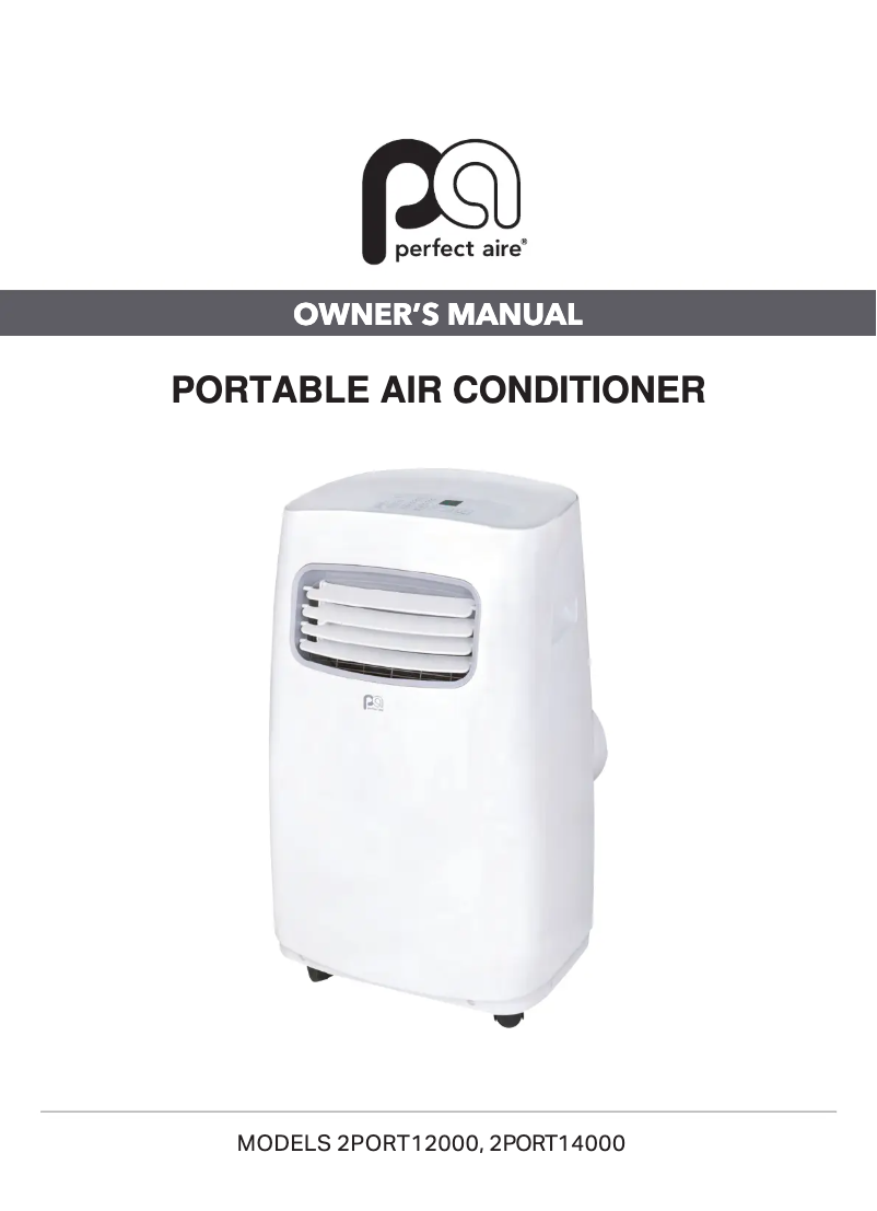 Page 1 de la notice Manuel utilisateur Perfect Aire 2PORT14000