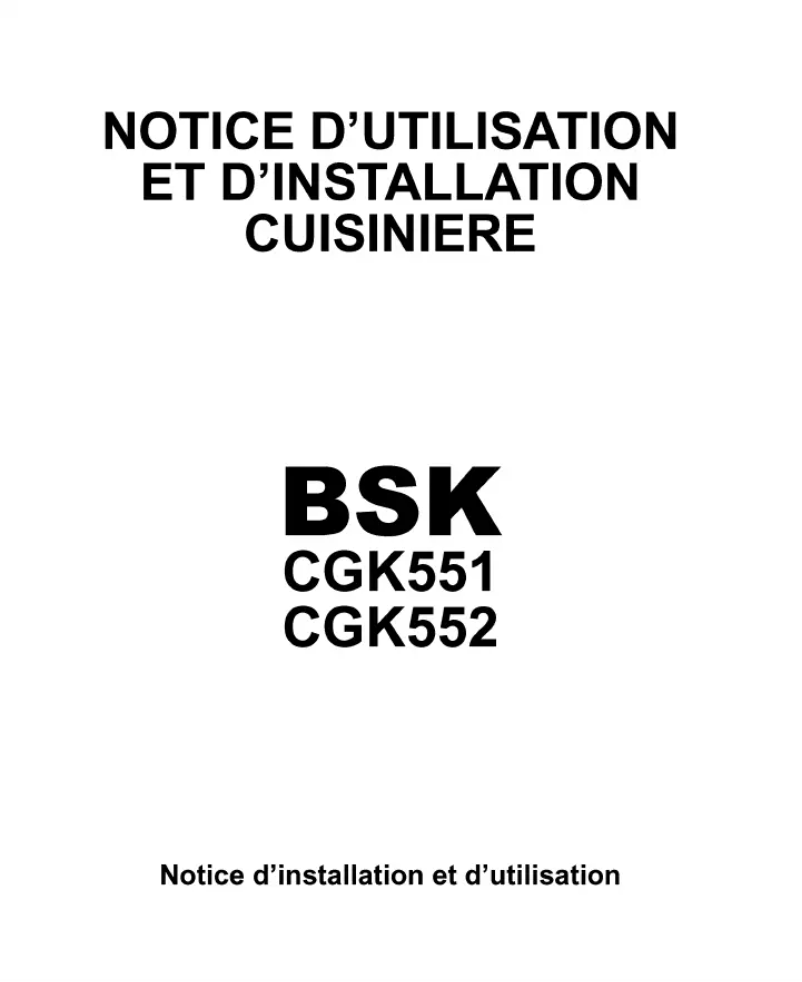 Image de la première page du manuel de l'appareil CGK551