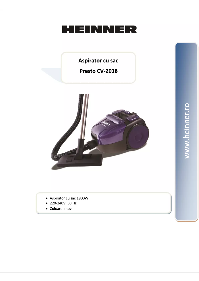 Imagen de la primera página del manual del dispositivo Presto CV-2018