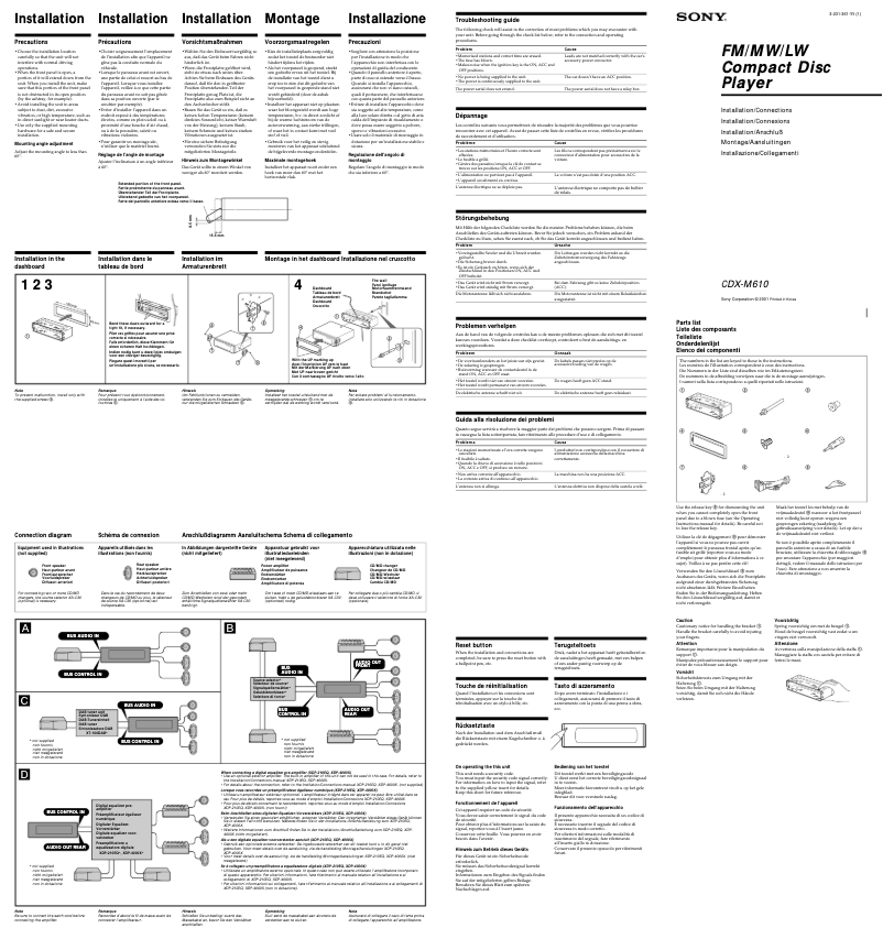 Image de la première page du manuel de l'appareil CDX-M610