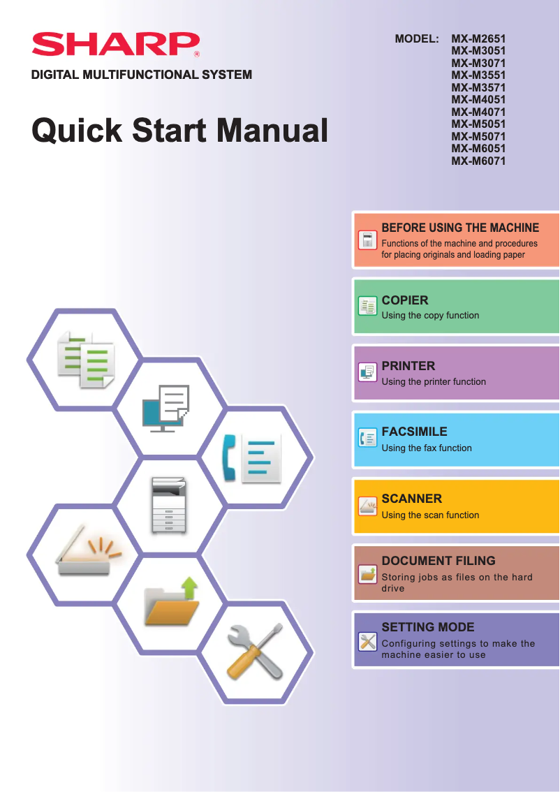 Page n°1 - Guide de démarrage rapide Sharp MX-M5071S