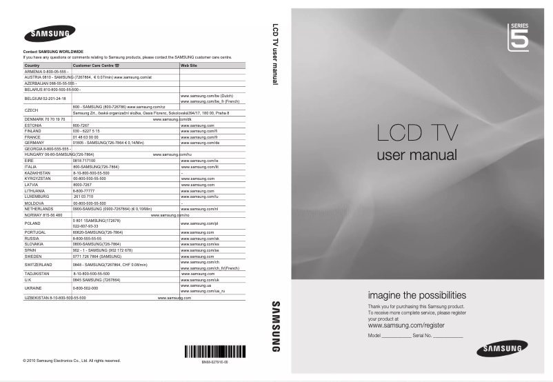 Page n°1 - Manuel utilisateur Samsung LE32C570J1S