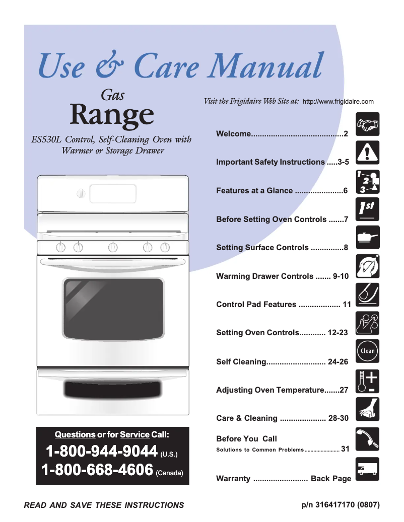 Page n°1 - Manuel utilisateur Frigidaire FGFLZ87GC