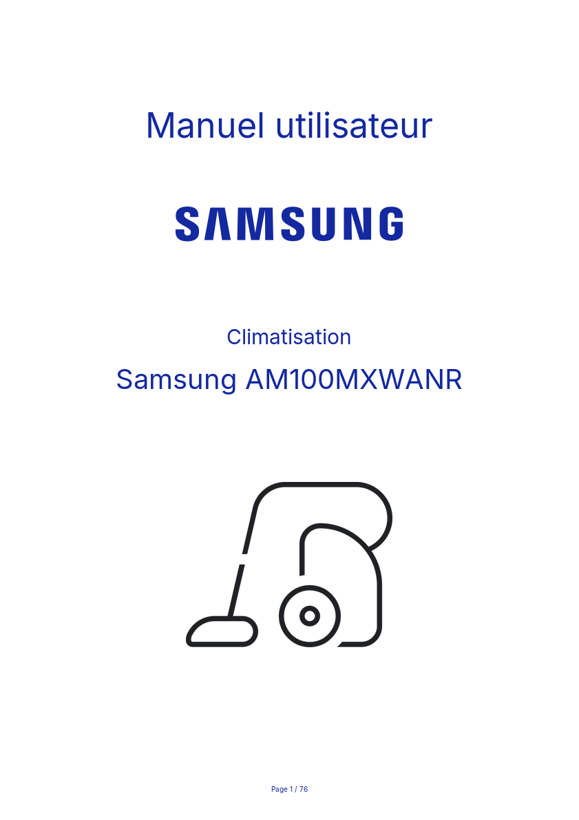 Page n°1 - Manuel utilisateur Samsung AM100MXWANR